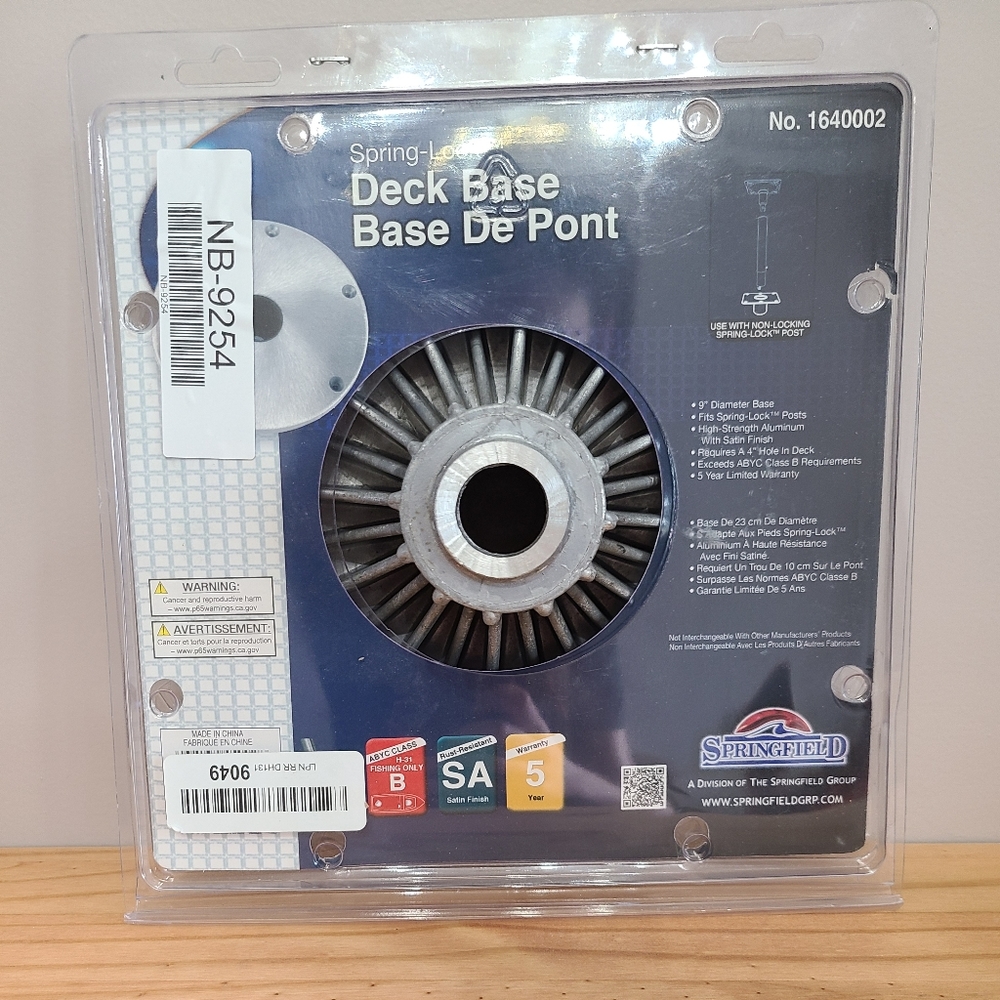 Springfield 9" Diameter Deck Base for Fishing, New